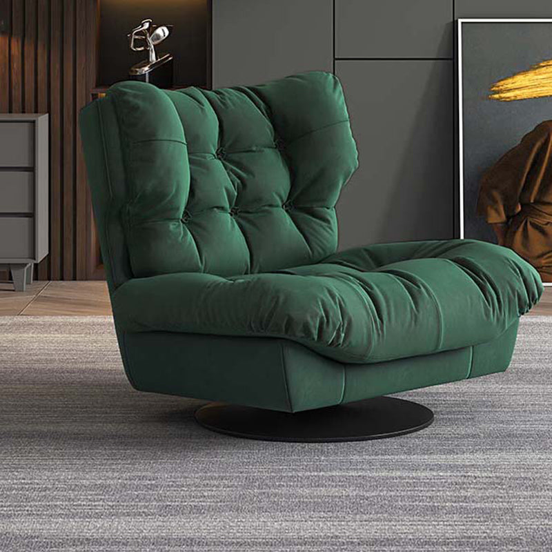 Tufted Microsuede Wingback Recliner 42" Wide Swivel Base Recliner Chair Dark Green Clearhalo 'Chairs & Seating' 'furn' 'furn_recliners' 'Furniture' 'Living Room Furniture' 'Recliners' 6815679