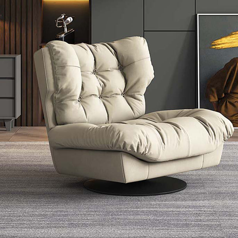 Tufted Microsuede Wingback Recliner 42" Wide Swivel Base Recliner Chair Beige Clearhalo 'Chairs & Seating' 'furn' 'furn_recliners' 'Furniture' 'Living Room Furniture' 'Recliners' 6815681