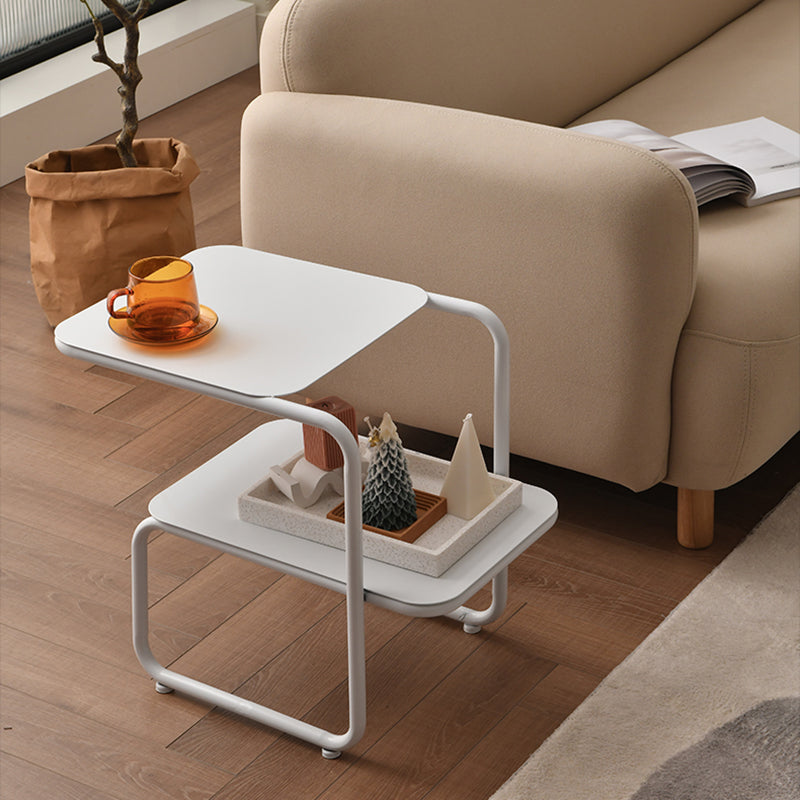 Modernistic Sled Base Side Table Rectangular Metal Top End Table with Shelf Clearhalo 'Coffee & Accent Tables' 'End & Side Tables' 'end_side_tables' 'furn' 'furn_end_side_tables' 'Furniture' 'Living Room Furniture' 6815761