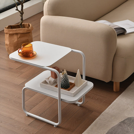 Modernistic Sled Base Side Table Rectangular Metal Top End Table with Shelf Clearhalo 'Coffee & Accent Tables' 'End & Side Tables' 'end_side_tables' 'furn' 'furn_end_side_tables' 'Furniture' 'Living Room Furniture' 6815761