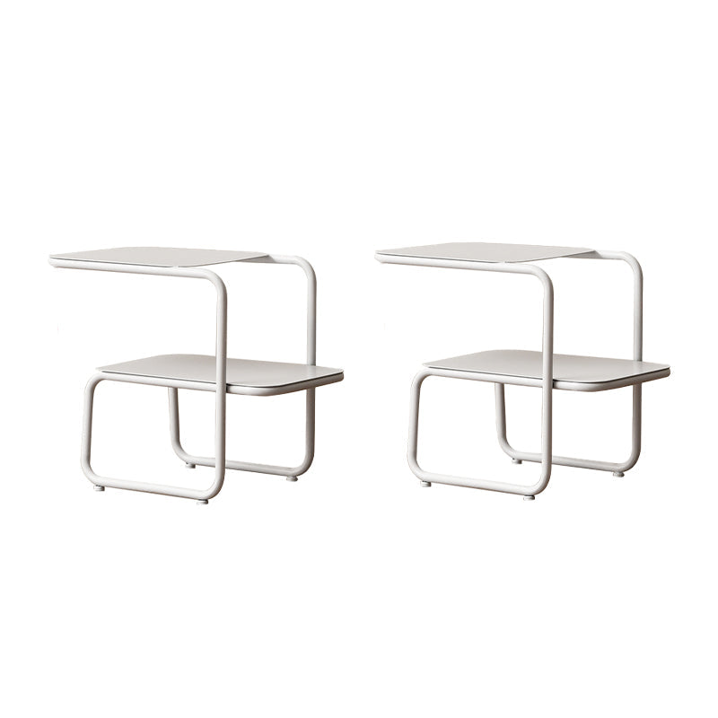 Modernistic Sled Base Side Table Rectangular Metal Top End Table with Shelf White 2 Clearhalo 'Coffee & Accent Tables' 'End & Side Tables' 'end_side_tables' 'furn' 'furn_end_side_tables' 'Furniture' 'Living Room Furniture' 6815765