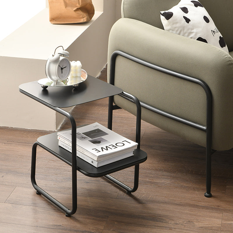 Modernistic Sled Base Side Table Rectangular Metal Top End Table with Shelf Clearhalo 'Coffee & Accent Tables' 'End & Side Tables' 'end_side_tables' 'furn' 'furn_end_side_tables' 'Furniture' 'Living Room Furniture' 6815774