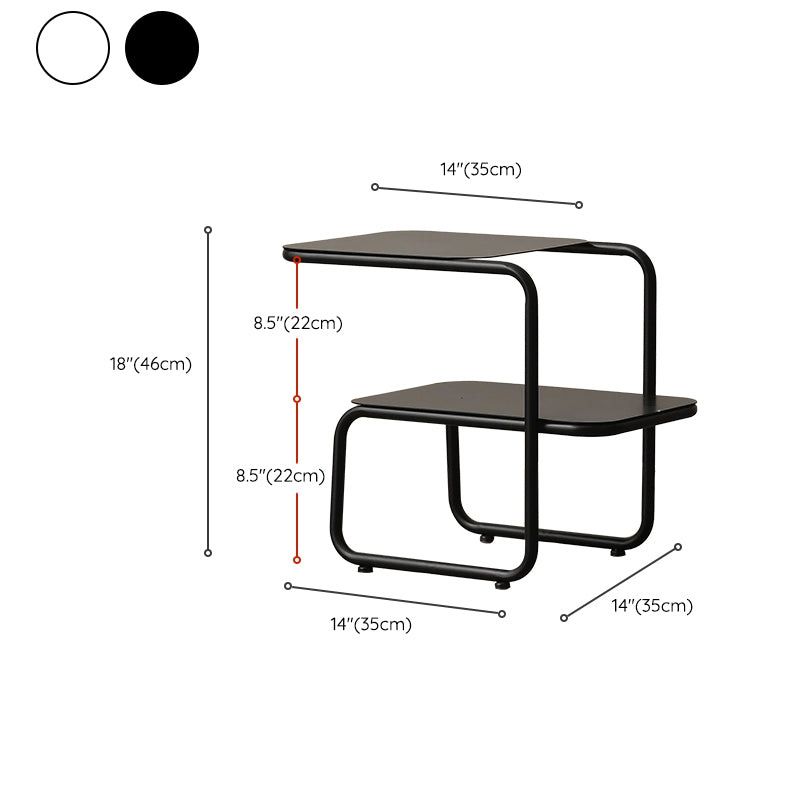 Modernistic Sled Base Side Table Rectangular Metal Top End Table with Shelf Clearhalo 'Coffee & Accent Tables' 'End & Side Tables' 'end_side_tables' 'furn' 'furn_end_side_tables' 'Furniture' 'Living Room Furniture' 6815777