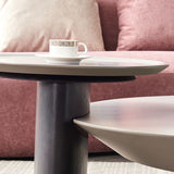 Modern 2-Piece Wood Coffee Table Round Nesting Coffee Table Set