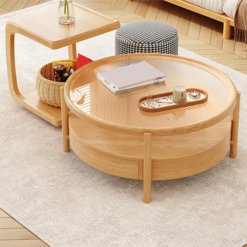 Tropischer Couchtisch, Couchtisch aus massivem Holz mit Stauraum