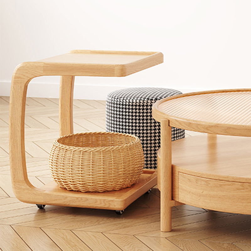 Tropischer Couchtisch, Couchtisch aus massivem Holz mit Stauraum