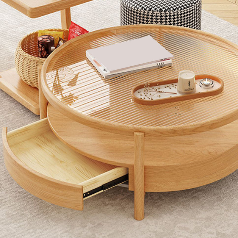 Tropischer Couchtisch, Couchtisch aus massivem Holz mit Stauraum