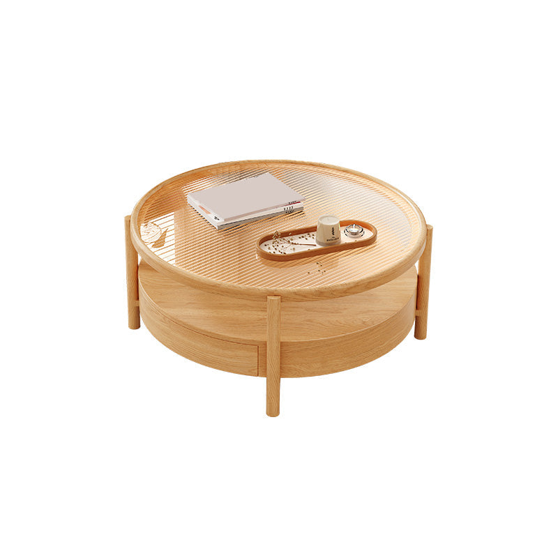 Tropischer Couchtisch, Couchtisch aus massivem Holz mit Stauraum