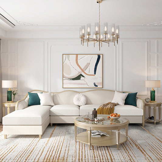 Linnen sectionele bank tropisch beige hellende armen sofa voor woonkamer