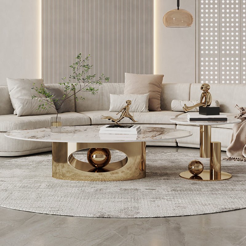 Slate Single Coffee Table Pedestal Glam Nesting Coffee Table Set