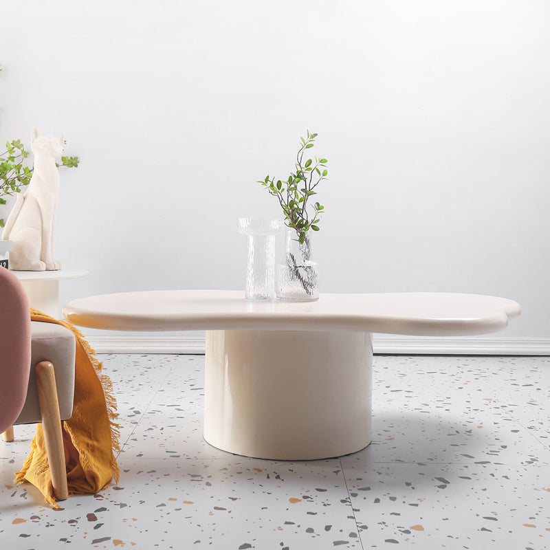 15"H Contemporary Coffee Table Wooden White Coffee Cocktail Table