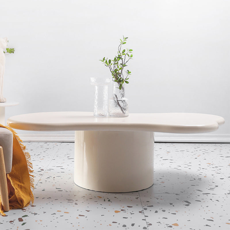 15"H Contemporary Coffee Table Wooden White Coffee Cocktail Table