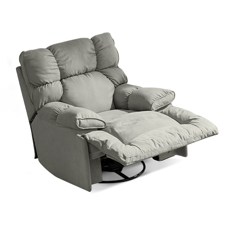 Microsuede Recliner Single Manual Reclining Chair with Swivel Glider Base Gray Swivel Clearhalo 'Chairs & Seating' 'furn' 'furn_recliners' 'Furniture' 'Living Room Furniture' 'Recliners' 6816077