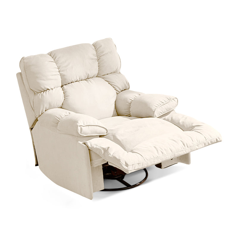 Microsuede Recliner Single Manual Reclining Chair with Swivel Glider Base Beige Swivel Clearhalo 'Chairs & Seating' 'furn' 'furn_recliners' 'Furniture' 'Living Room Furniture' 'Recliners' 6816079