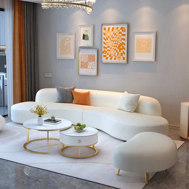 Curved Armless Sectional Sofa Faux Leather Stain-resistant Sectional Clearhalo 'furn' 'furn_sectionals' 'Furniture' 'Living Room Furniture' 'Sectionals' 6816143