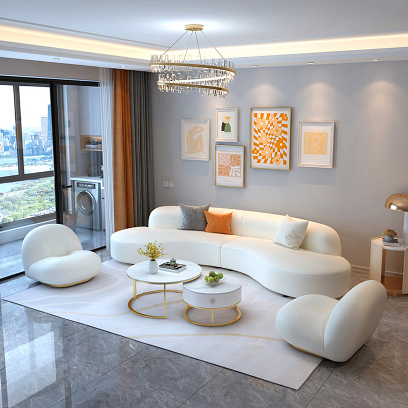 Curved Armless Sectional Sofa Faux Leather Stain-resistant Sectional Clearhalo 'furn' 'furn_sectionals' 'Furniture' 'Living Room Furniture' 'Sectionals' 6816144