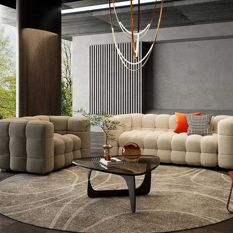 Canapé-lit scandinave de 40 "de large siège en tissu blanc avec oreillers