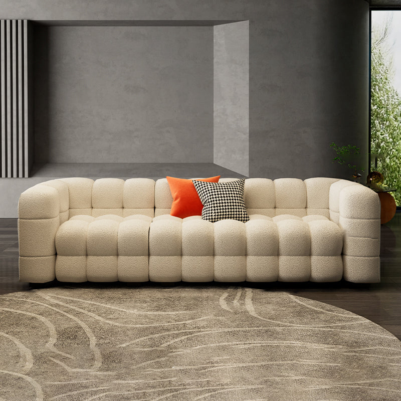 Canapé-lit scandinave de 40 "de large siège en tissu blanc avec oreillers