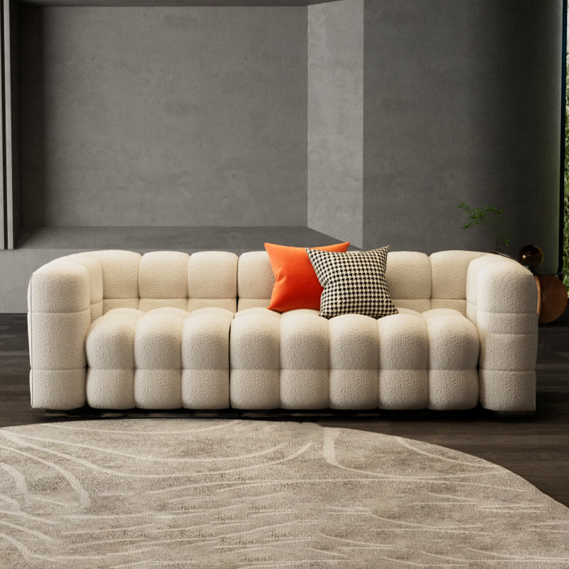 Canapé-lit scandinave de 40 "de large siège en tissu blanc avec oreillers