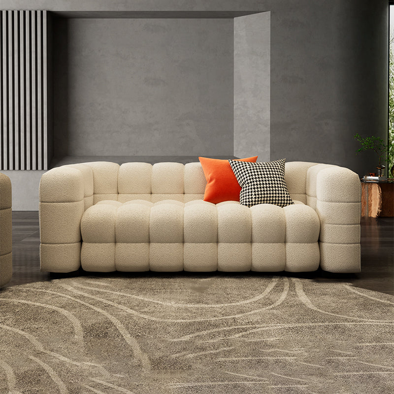 Canapé-lit scandinave de 40 "de large siège en tissu blanc avec oreillers