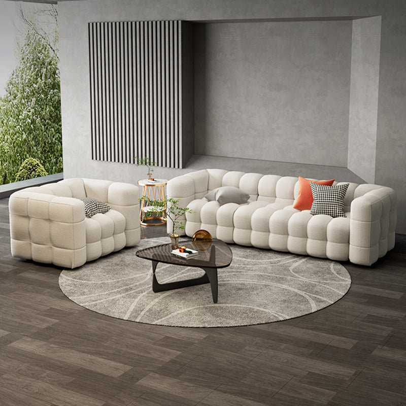 Canapé-lit scandinave de 40 "de large siège en tissu blanc avec oreillers