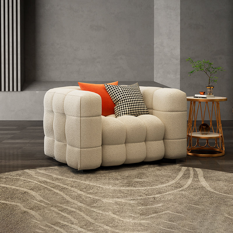 Canapé-lit scandinave de 40 "de large siège en tissu blanc avec oreillers