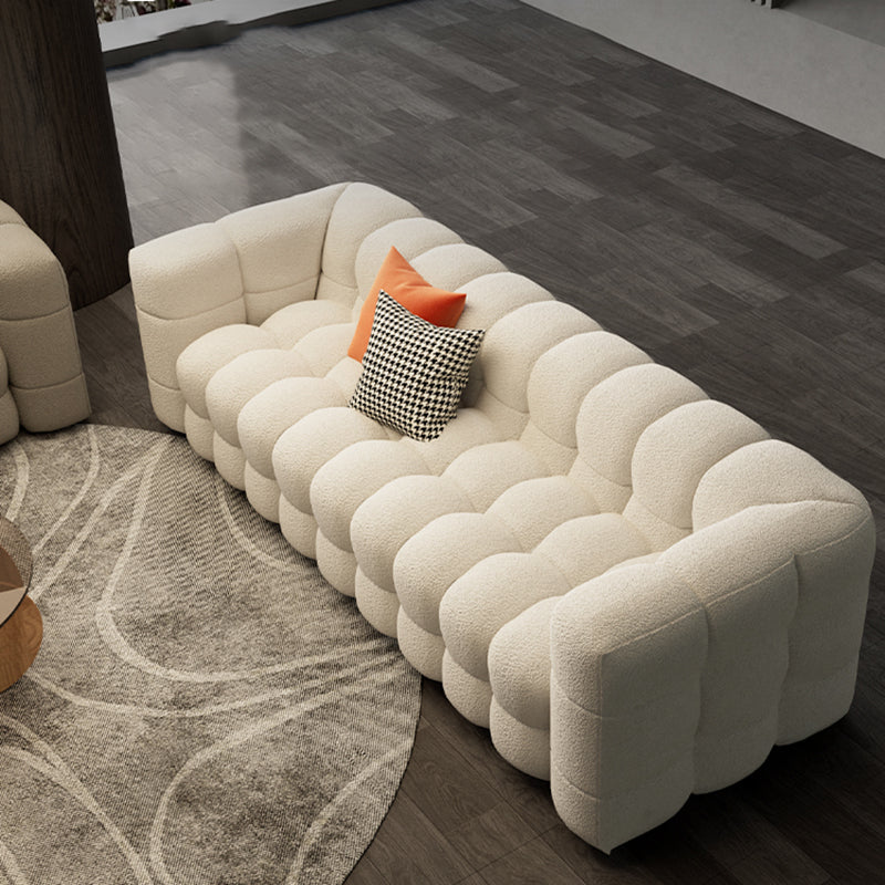 Canapé-lit scandinave de 40 "de large siège en tissu blanc avec oreillers