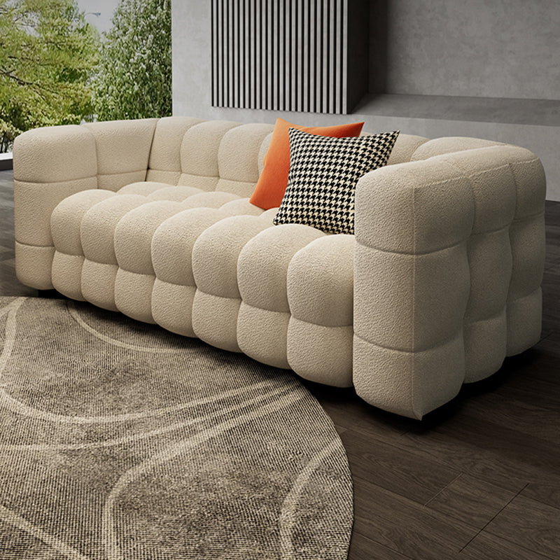 Canapé-lit scandinave de 40 "de large siège en tissu blanc avec oreillers