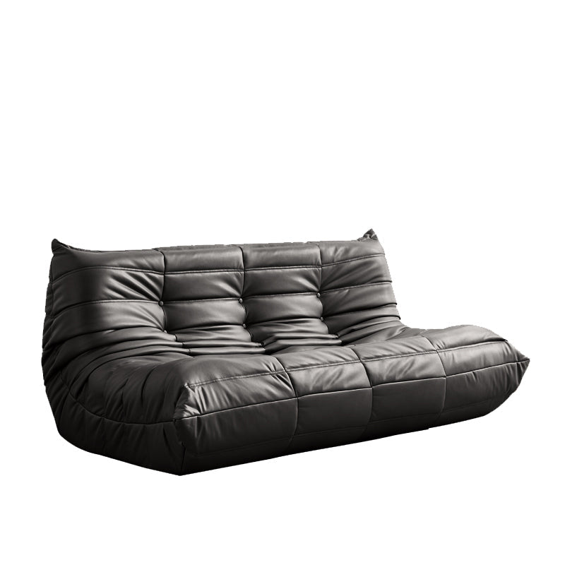 3-Seater Tufted Faux Leather Sofa Contemporary 70.9" W Armless Seating Black PU（Polyurethane） Clearhalo 'furn' 'furn_sofas' 'Furniture' 'Living Room Furniture' 'Sofa' 'sofas' 6816178