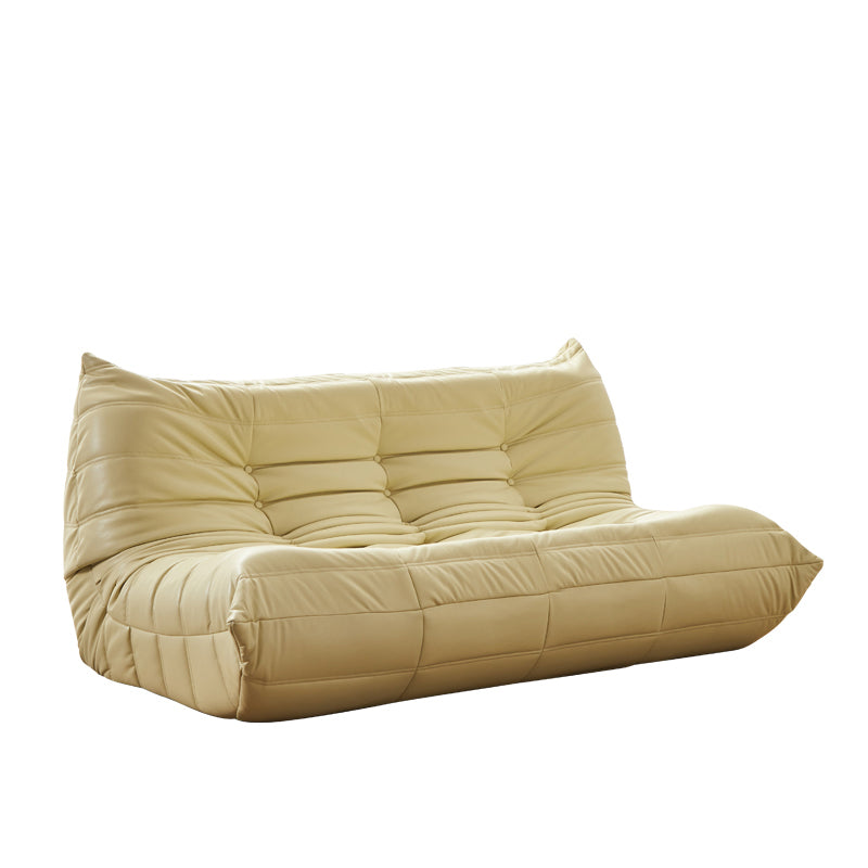 3-Seater Tufted Faux Leather Sofa Contemporary 70.9" W Armless Seating Off-White PU（Polyurethane） Clearhalo 'furn' 'furn_sofas' 'Furniture' 'Living Room Furniture' 'Sofa' 'sofas' 6816179