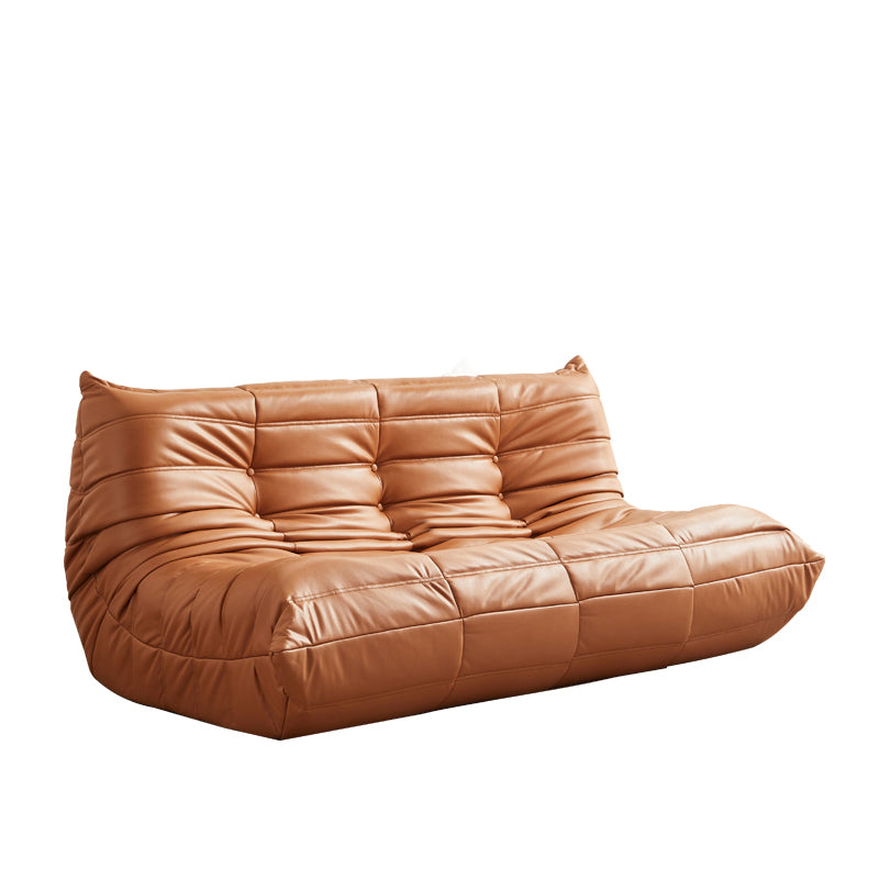 3-Seater Tufted Faux Leather Sofa Contemporary 70.9" W Armless Seating Brown PU（Polyurethane） Clearhalo 'furn' 'furn_sofas' 'Furniture' 'Living Room Furniture' 'Sofa' 'sofas' 6816182
