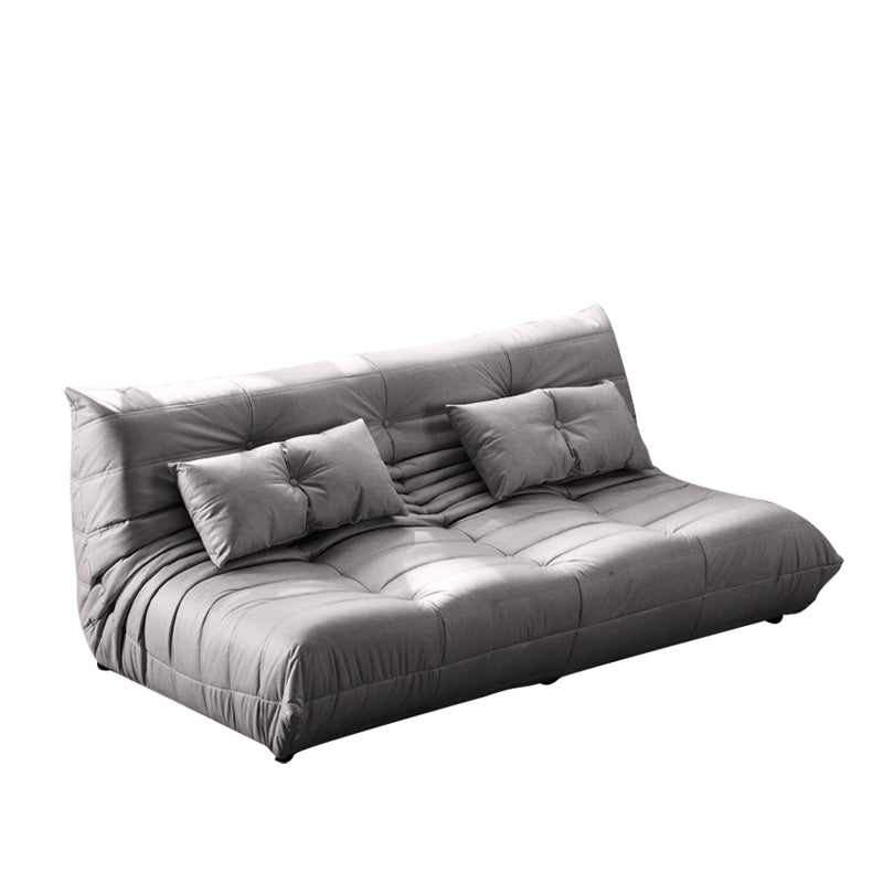 3-Seater Tufted Faux Leather Sofa Contemporary 70.9" W Armless Seating Grey Tech Cloth Clearhalo 'furn' 'furn_sofas' 'Furniture' 'Living Room Furniture' 'Sofa' 'sofas' 6816185