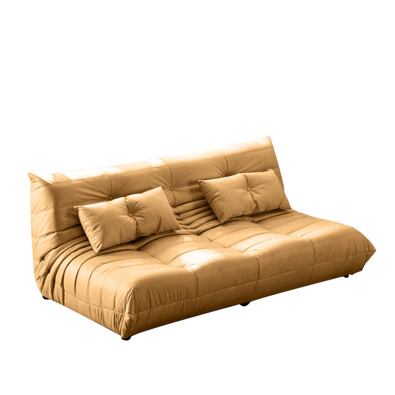 3-Seater Tufted Faux Leather Sofa Contemporary 70.9" W Armless Seating Yellow Tech Cloth Clearhalo 'furn' 'furn_sofas' 'Furniture' 'Living Room Furniture' 'Sofa' 'sofas' 6816189