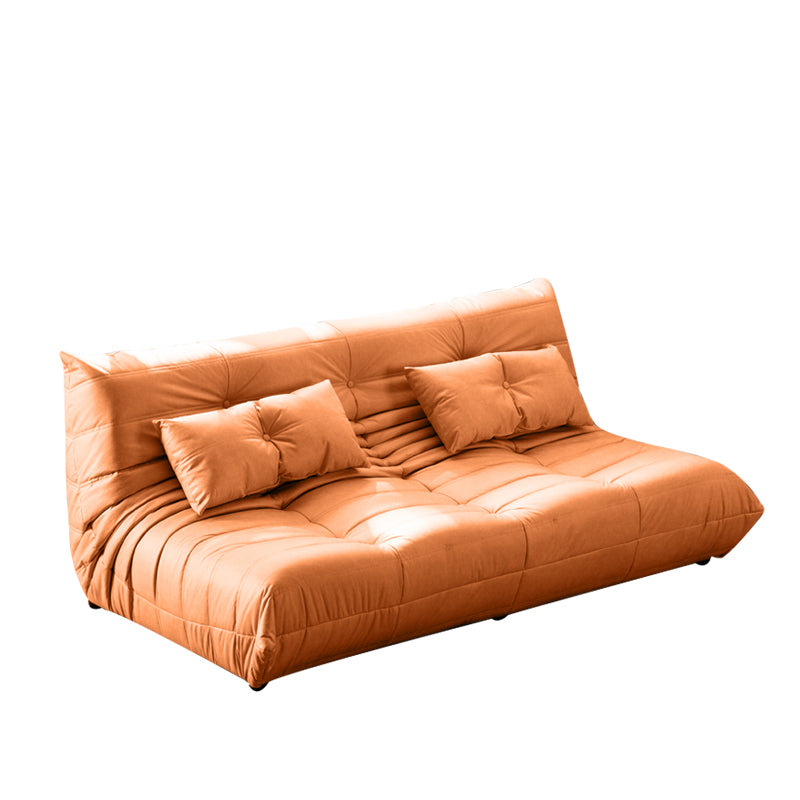 3-Seater Tufted Faux Leather Sofa Contemporary 70.9" W Armless Seating Orange Tech Cloth Clearhalo 'furn' 'furn_sofas' 'Furniture' 'Living Room Furniture' 'Sofa' 'sofas' 6816191