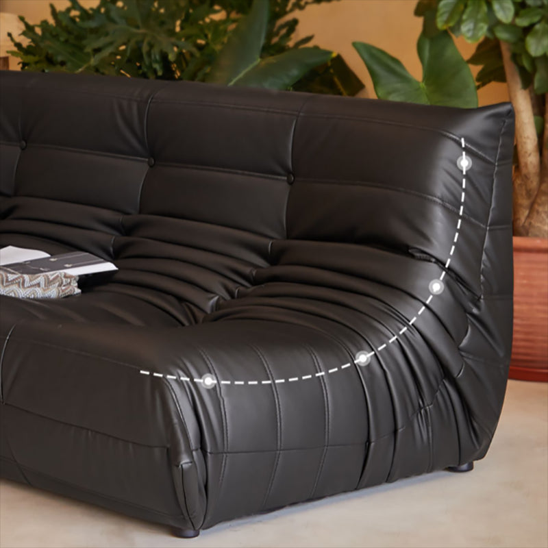 3-Seater Tufted Faux Leather Sofa Contemporary 70.9" W Armless Seating Clearhalo 'furn' 'furn_sofas' 'Furniture' 'Living Room Furniture' 'Sofa' 'sofas' 6816192