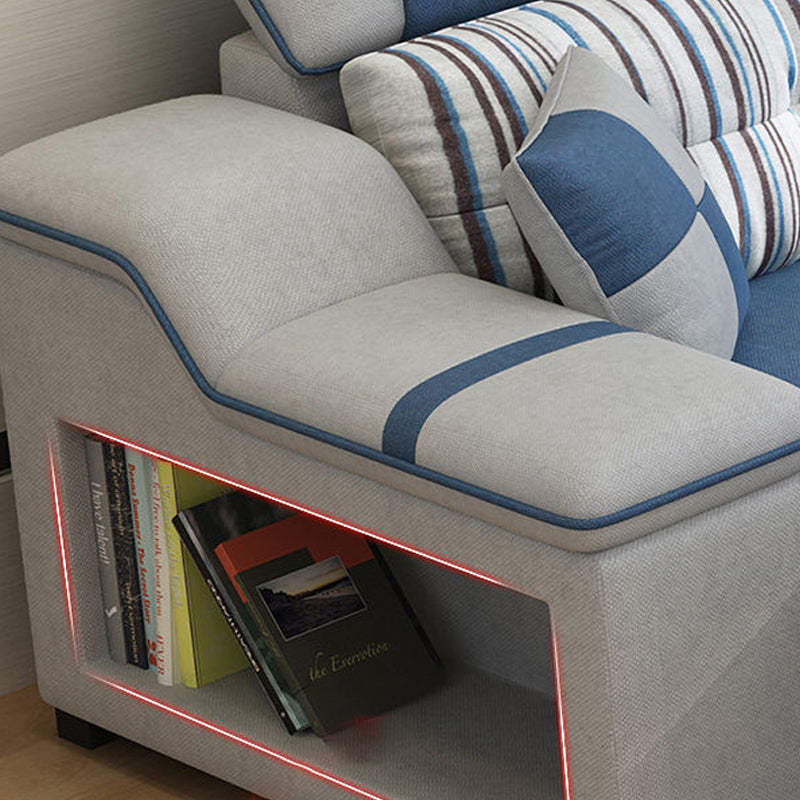 Faux lederen bank en chaise kussen bovenarmbank met opslag in blauw