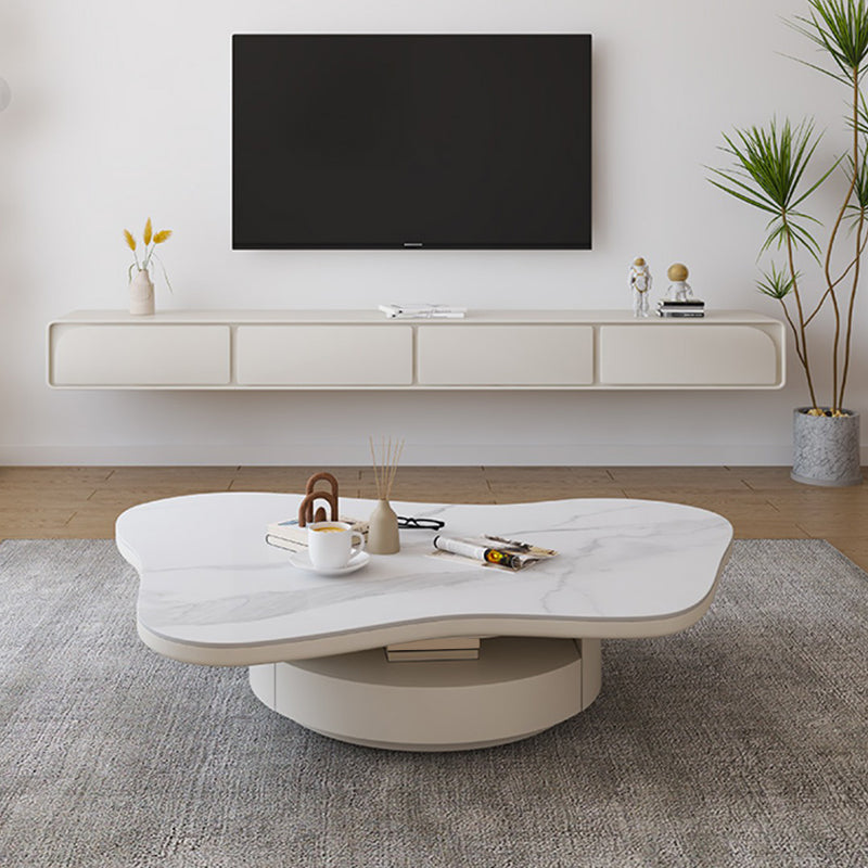 13"H Contemporary Coffee Table White Coffee Cocktail Table with Drawer Clearhalo 'Coffee & Accent Tables' 'Coffee Tables' 'coffee_tables' 'furn' 'furn_coffee_tables' 'Furniture' 'Living Room Furniture' 6816213