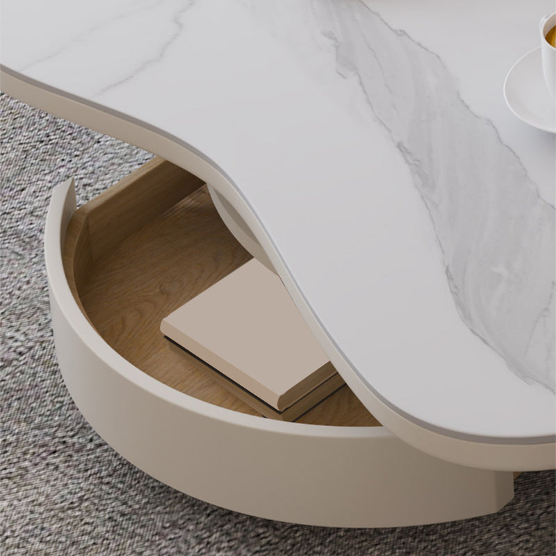 13"H Contemporary Coffee Table White Coffee Cocktail Table with Drawer Clearhalo 'Coffee & Accent Tables' 'Coffee Tables' 'coffee_tables' 'furn' 'furn_coffee_tables' 'Furniture' 'Living Room Furniture' 6816216