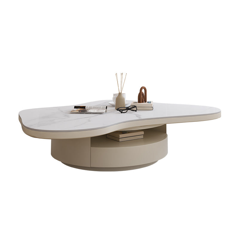 13"H Contemporary Coffee Table White Coffee Cocktail Table with Drawer Stone Clearhalo 'Coffee & Accent Tables' 'Coffee Tables' 'coffee_tables' 'furn' 'furn_coffee_tables' 'Furniture' 'Living Room Furniture' 6816220