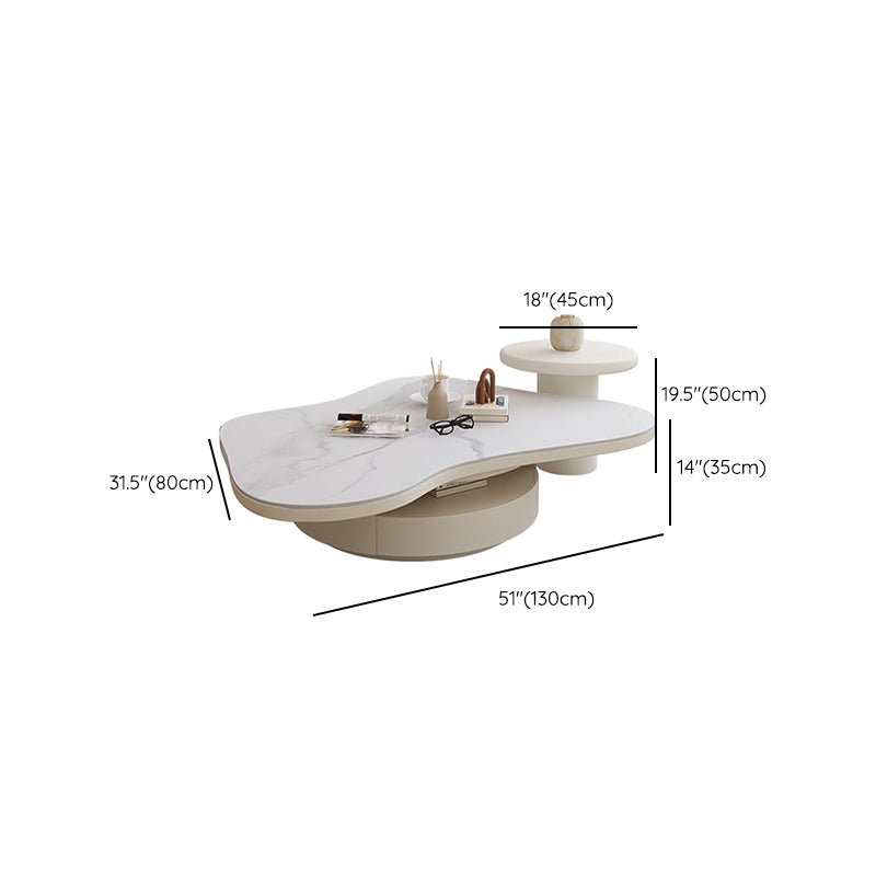 13"H Contemporary Coffee Table White Coffee Cocktail Table with Drawer Clearhalo 'Coffee & Accent Tables' 'Coffee Tables' 'coffee_tables' 'furn' 'furn_coffee_tables' 'Furniture' 'Living Room Furniture' 6816227