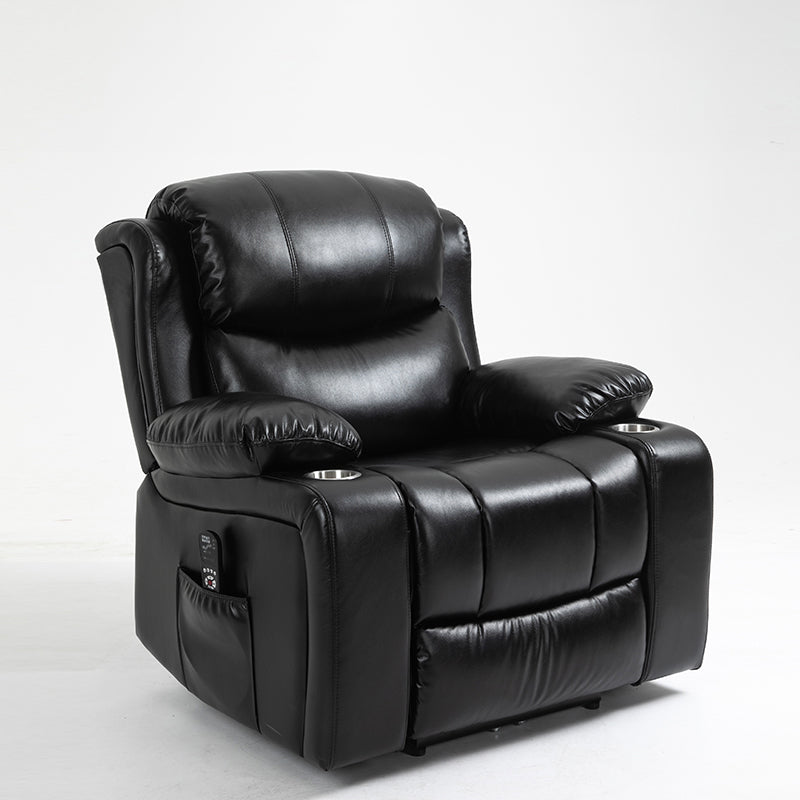 Traditional Home Theater Recliner Chair with Lumbar and Power-Push Botton Black Clearhalo 'Chairs & Seating' 'furn' 'furn_recliners' 'Furniture' 'Living Room Furniture' 'Recliners' 6816267