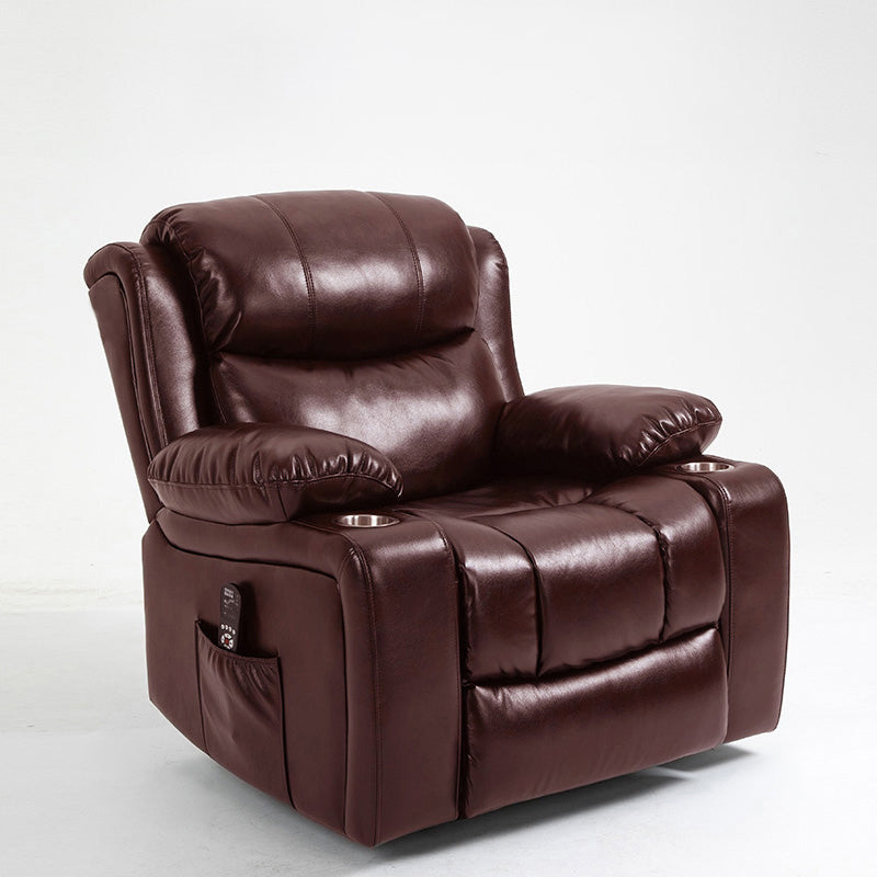 Traditional Home Theater Recliner Chair with Lumbar and Power-Push Botton Brown Clearhalo 'Chairs & Seating' 'furn' 'furn_recliners' 'Furniture' 'Living Room Furniture' 'Recliners' 6816275