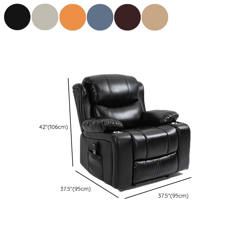 Traditional Home Theater Recliner Chair with Lumbar and Power-Push Botton Clearhalo 'Chairs & Seating' 'furn' 'furn_recliners' 'Furniture' 'Living Room Furniture' 'Recliners' 6816287