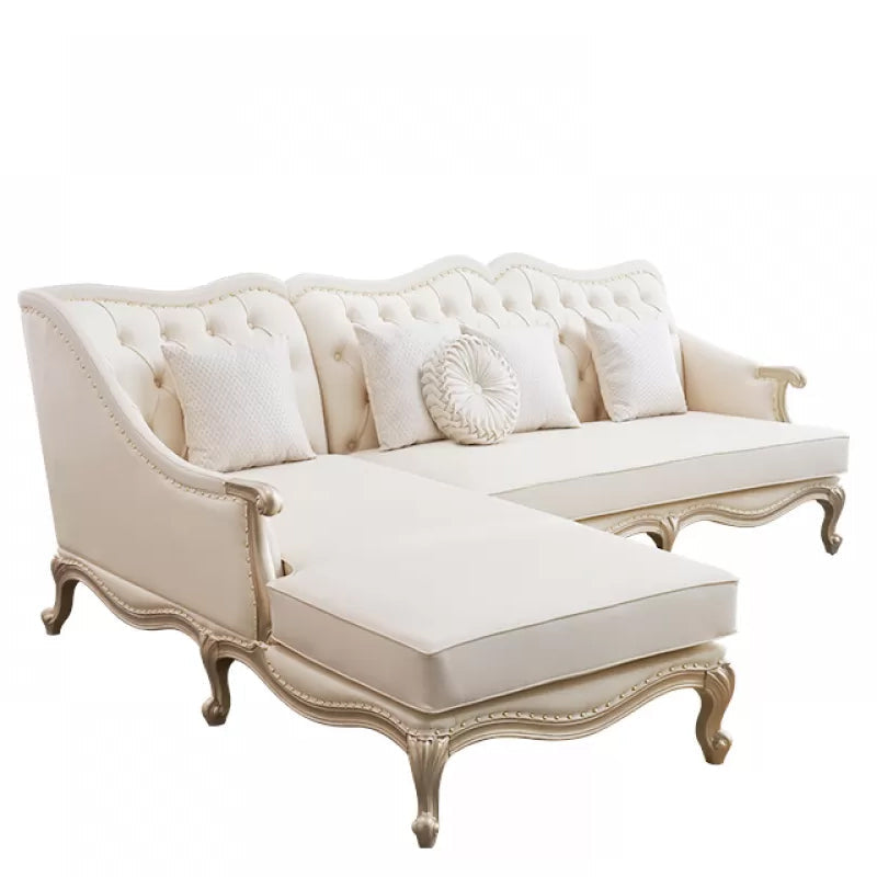 38.18" Tall Nailhead Trim Sectional Sofa Sloped Arm Genuine Leather Sofa 2-Seater Sofa with Chaise Lounge Leather Left Clearhalo 'furn' 'furn_sectionals' 'Furniture' 'Living Room Furniture' 'Sectionals' 6816302