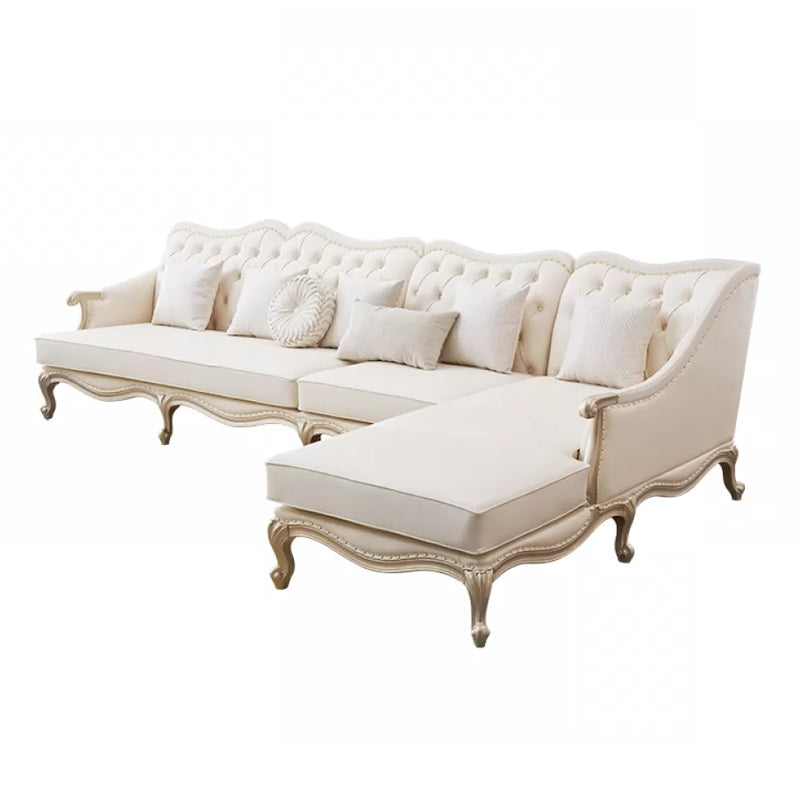 38.18" Tall Nailhead Trim Sectional Sofa Sloped Arm Genuine Leather Sofa 2-Seater Sofa & 1-Seater Sofa & Chaise Longue Leather Right Clearhalo 'furn' 'furn_sectionals' 'Furniture' 'Living Room Furniture' 'Sectionals' 6816304