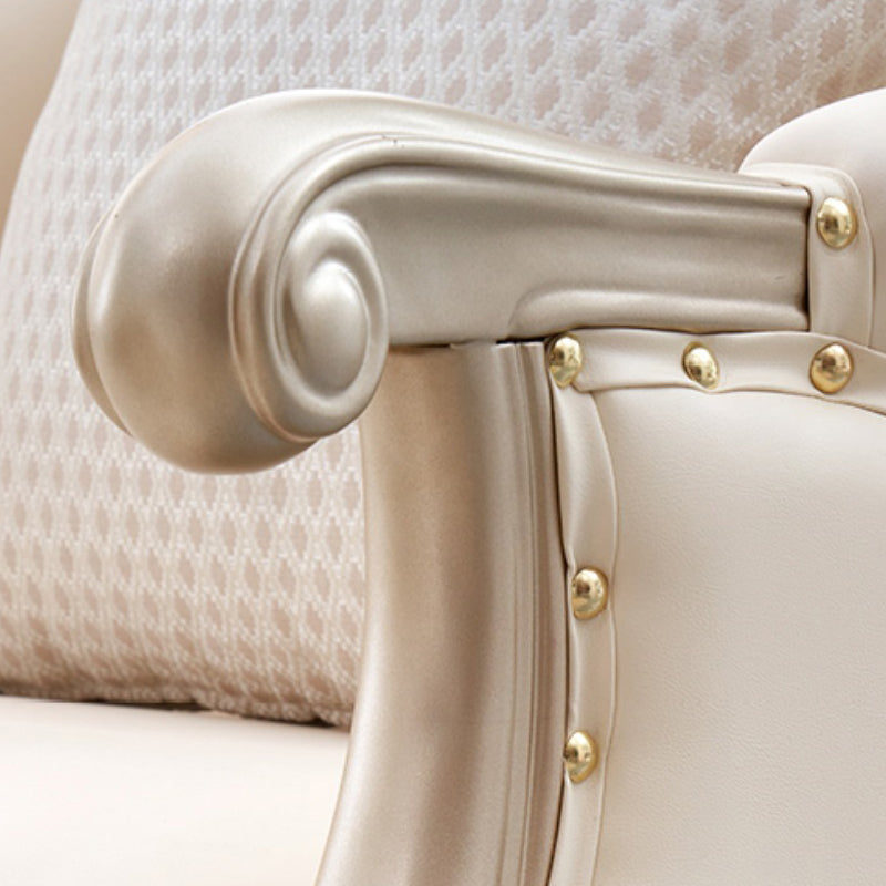 38.18" Tall Nailhead Trim Sectional Sofa Sloped Arm Genuine Leather Sofa Clearhalo 'furn' 'furn_sectionals' 'Furniture' 'Living Room Furniture' 'Sectionals' 6816305