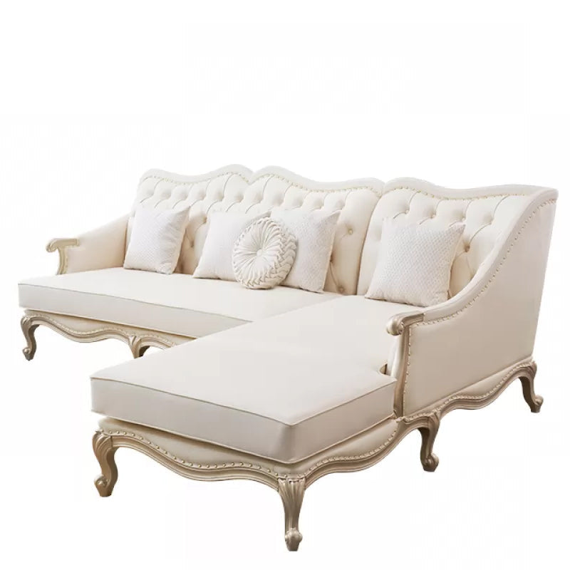 38.18" Tall Nailhead Trim Sectional Sofa Sloped Arm Genuine Leather Sofa 2-Seater Sofa with Chaise Lounge Leather Right Clearhalo 'furn' 'furn_sectionals' 'Furniture' 'Living Room Furniture' 'Sectionals' 6816306