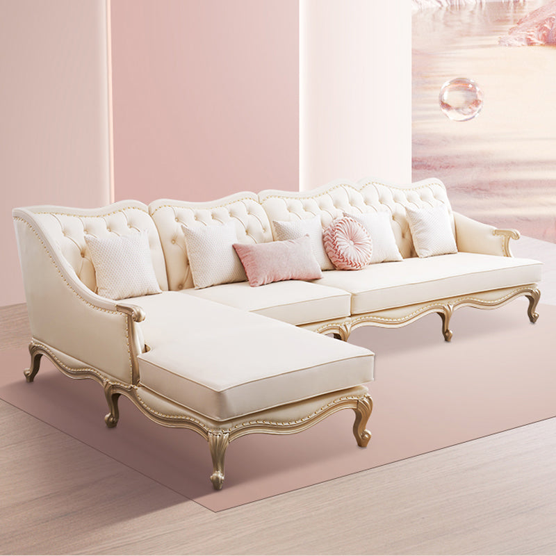 38.18" Tall Nailhead Trim Sectional Sofa Sloped Arm Genuine Leather Sofa Clearhalo 'furn' 'furn_sectionals' 'Furniture' 'Living Room Furniture' 'Sectionals' 6816308