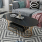 Glam Frame Single Coffee Table Oval Coffee Table with Drawer 39.5"L x 19.5"W x 18"H Black Stone Clearhalo 'Coffee & Accent Tables' 'Coffee Tables' 'coffee_tables' 'furn' 'furn_coffee_tables' 'Furniture' 'Living Room Furniture' 6816319
