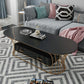 Glam Frame Single Coffee Table Oval Coffee Table with Drawer 47"L x 24"W x 18"H Black Stone Clearhalo 'Coffee & Accent Tables' 'Coffee Tables' 'coffee_tables' 'furn' 'furn_coffee_tables' 'Furniture' 'Living Room Furniture' 6816322